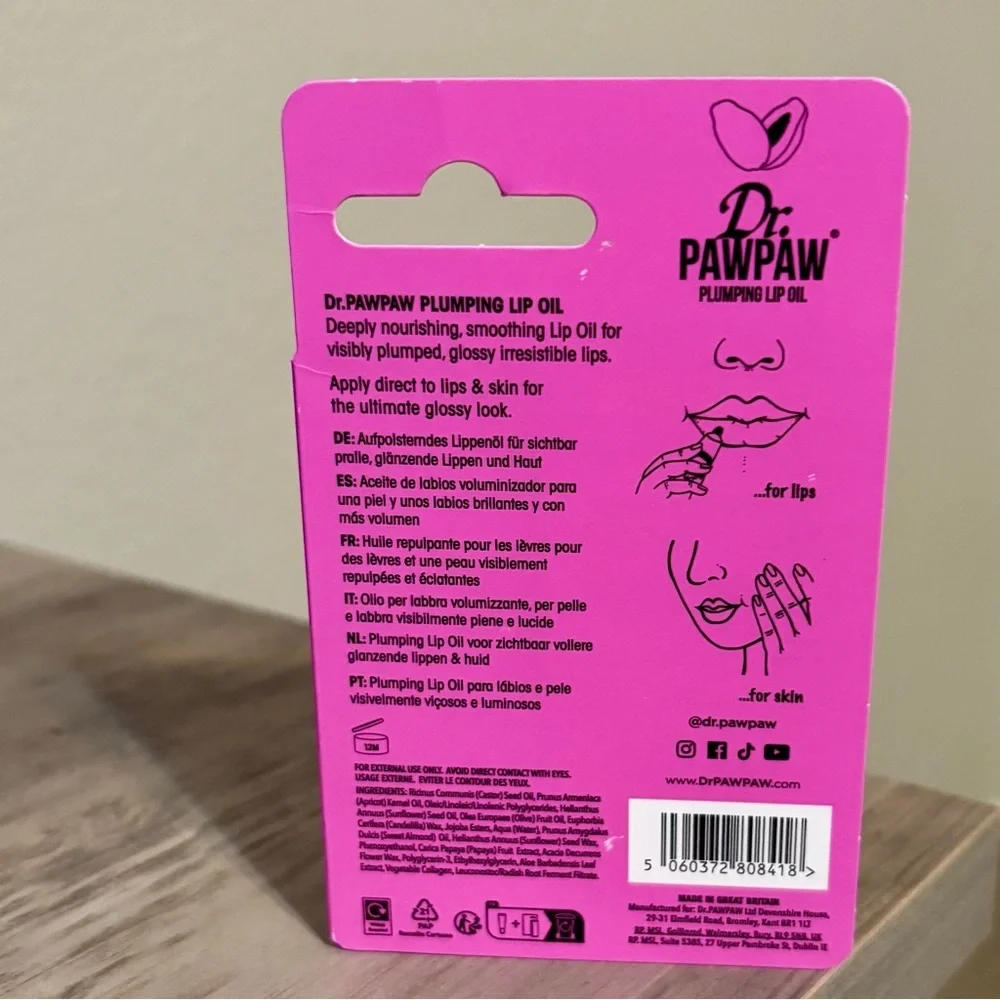Dr PAWPAW‎ Plumping Lip Oil Multipurpose With Natural PAWPAW Collagen New In Box